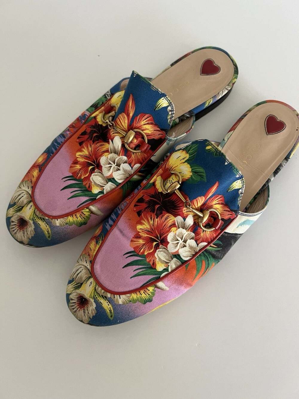 Gucci Hawaiian Tropical Fabric Printed Princetown Loafers Size 41 RARE
